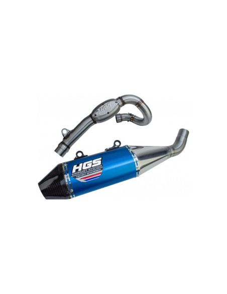 Ligne complète inox alu Bleu embout carbone HGS KTM 250 SX F 2019 - 2022 HUSQVARNA 250 FC 2019 - 2022 GAS GAS 250 MC F 2021 -..
