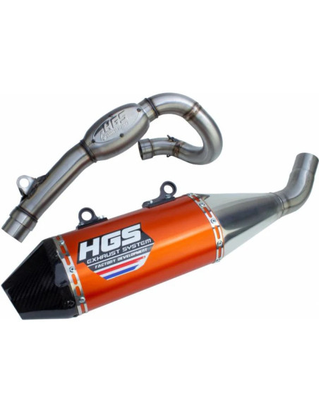 Ligne complète inox alu Orange embout carbone HGS KTM 250 SX F 2019 - 2022 HUSQVARNA 250 FC 2019 - 2022 GAS GAS 250 MC F 2021..
