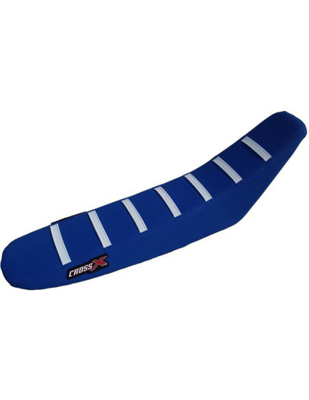 Housse de selle CrossX avec bandes TM 250 450 530 MX-EN/FI 2015-2020 Bleu-Bleu-Blanc