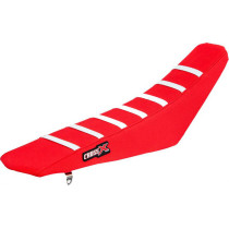 Housse de selle CrossX avec bandes Honda 150 CRF-R 2007-2024 Rouge-Rouge-Blanc