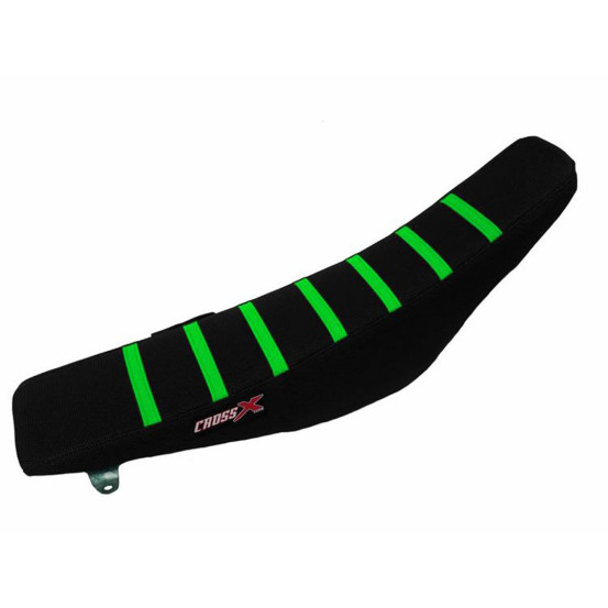 Housse de selle CrossX Racing avec bandes Kawasaki 125/250 KX 2003-2007 Noir-Vert