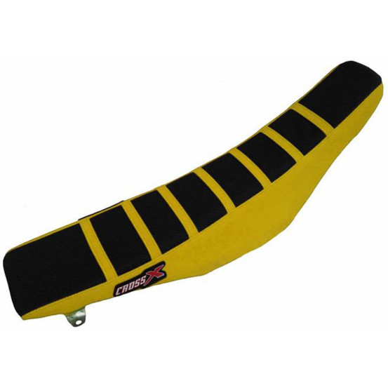 Housse de selle CrossX Racing avec bandes Suzuki 85 RM 2002-2018 Noir-Jaune