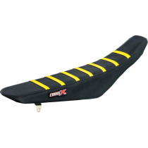 Housse de selle CrossX Racing avec bandes Suzuki 125 RM 2001-2007 250 RM 2001-2009 Noir-Noir-Jaune