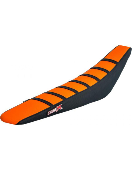 Housse de selle CrossX Racing avec bandes KTM 50 SX 2016-2017 Orange-Noir-Noir