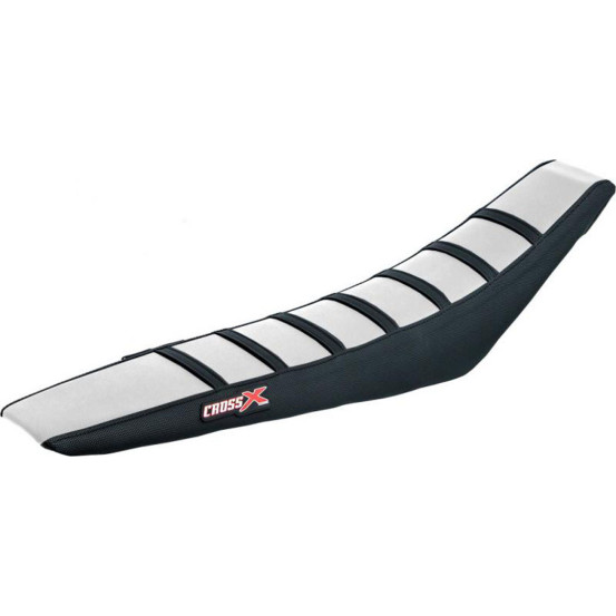 Housse de selle CrossX avec bandes Husqvarna FE-TE 2013-2014 Blanc-Noir-Noir