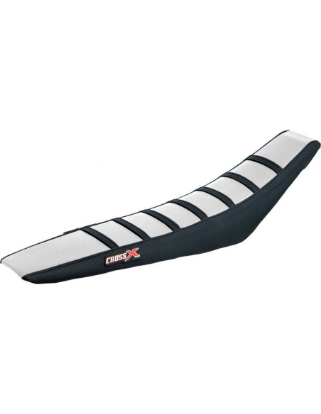 Housse de selle CrossX avec bandes Husqvarna FE-TE 2013-2014 Blanc-Noir-Noir