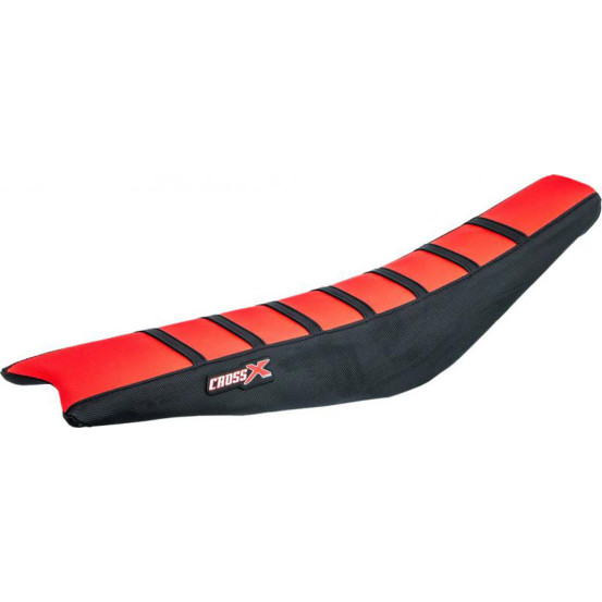 Housse de selle CrossX avec bandes Gas Gas EC-ECF 2012-2017 Rouge-Noir-Noir