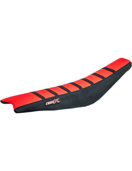 Housse de selle CrossX avec bandes Gas Gas EC-ECF 2012-2017 Rouge-Noir-Noir