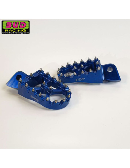Cale Pieds BUD RACING ALU 7075 et INOX KTM / SHERCO / BETA - Bleu
