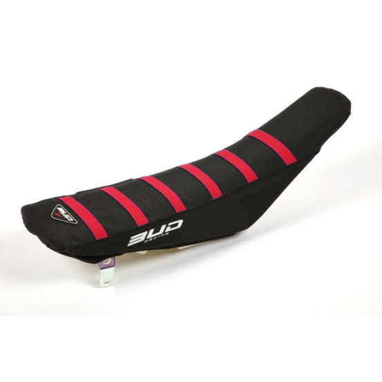 Housse de selle BUD Full Traction BETA 2tps / 4tps 2013 - 2019 Bleu Rouge Bandes Rouges
