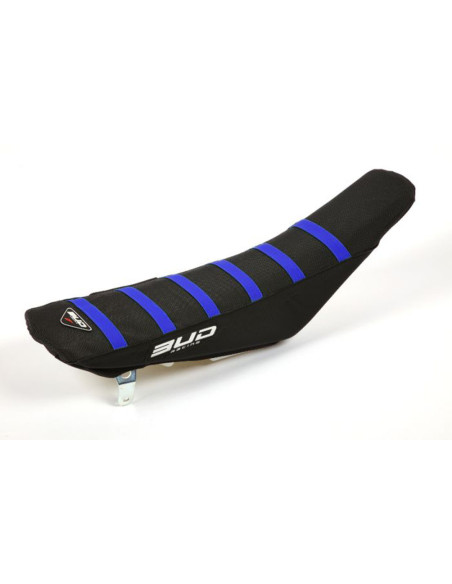 Housse de selle BUD Full Traction YAMAHA YZ F 450 2014 - 2022 YZ F 250 2015 - 2023 Noir bleu Bandes Bleues