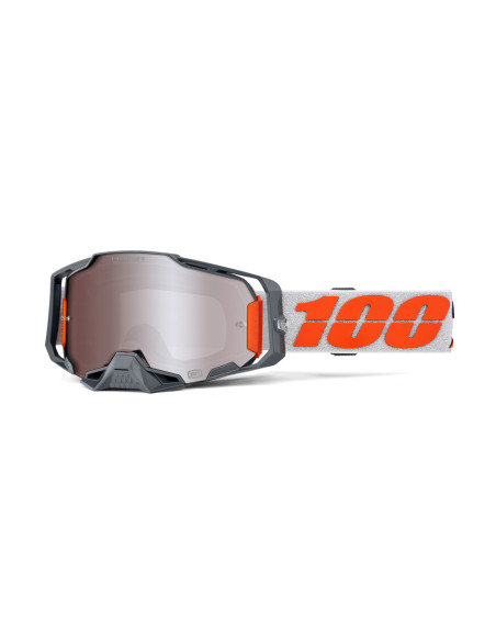 Masque cross 100% Armega HiPER Argent - Ecran iridium Argent