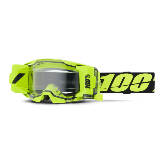 Masque cross 100% Armatic Roll-off Forecast Jaune Fluo - Ecran Clair