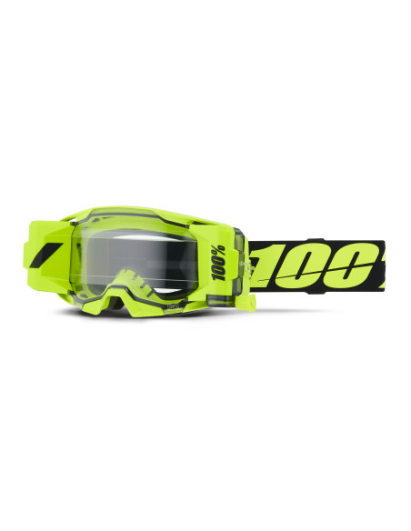 Masque cross 100% Armatic Roll-off Forecast Jaune Fluo - Ecran Clair