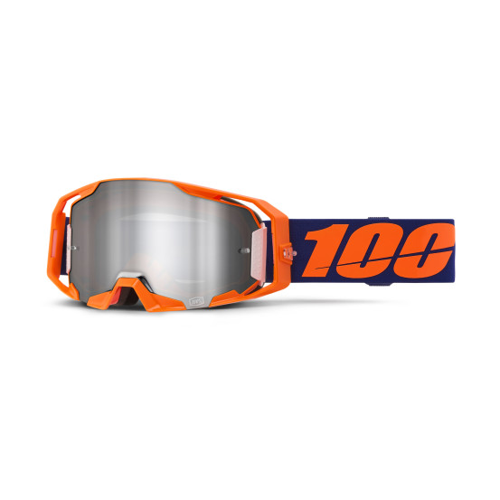Masque cross 100% Armatic Orange Fluo - Ecran iridium Argent