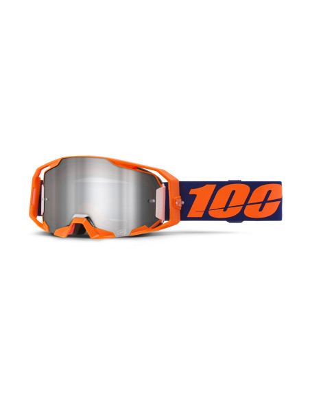 Masque cross 100% Armatic Orange Fluo - Ecran iridium Argent