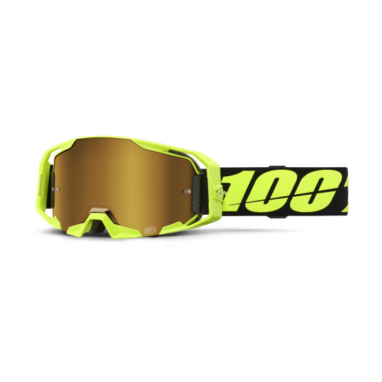 Masque cross 100% Armatic Jaune Fluo - Ecran iridium True Or