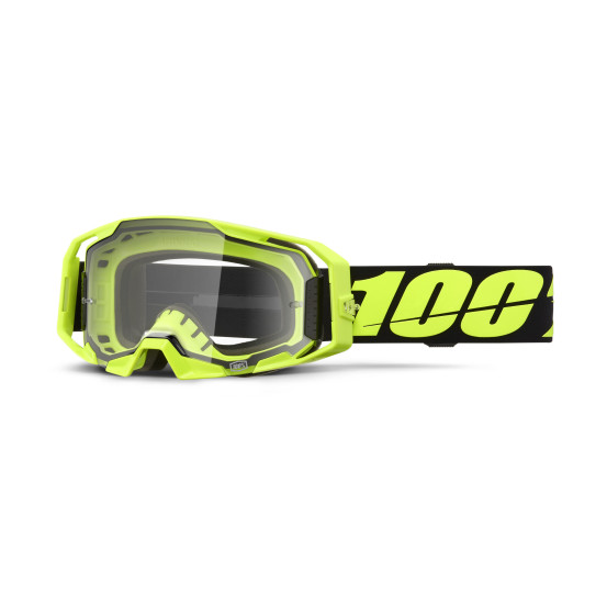 Masque cross 100% Armatic Jaune Fluo - Ecran Clair