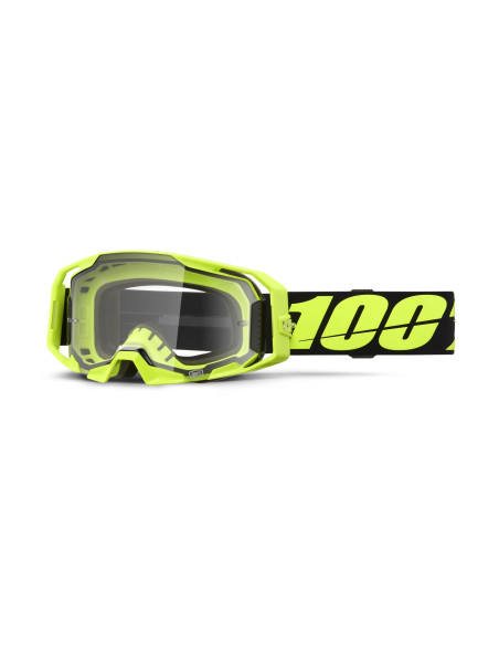 Masque cross 100% Armatic Jaune Fluo - Ecran Clair