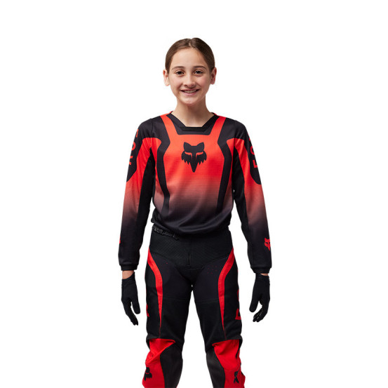 Maillot cross enfant Fox 2025 180 Lean - Rouge Fluo