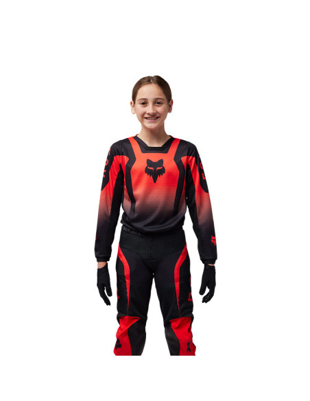 Maillot cross enfant Fox 2025 180 Lean - Rouge Fluo
