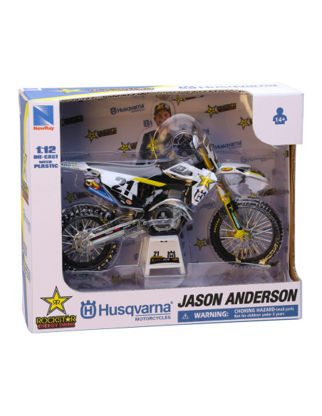 Moto miniature HUSQVARNA 450 FC Rockstar J. ANDERSON NEWRAY - Echelle 1/12°
