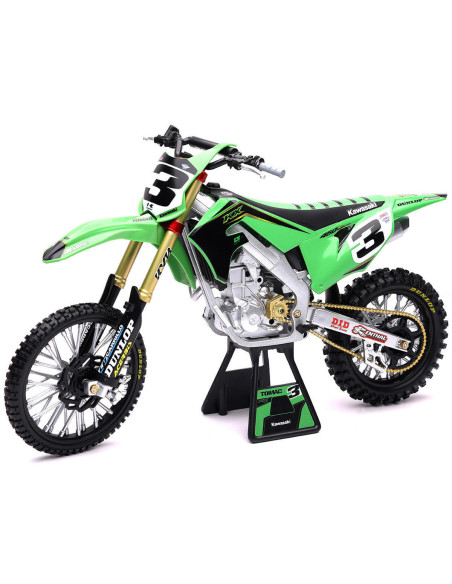 Moto miniature KAWASAKI 450 KXF E. TOMAC NEWRAY - Echelle 1/6°