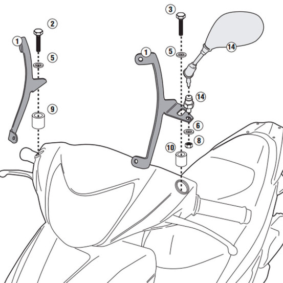 Kit de fixation pour bulle Givi A1153A Honda 50-110 Vision 2011-2026