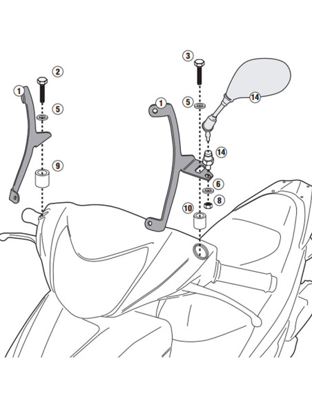 Kit de fixation pour bulle Givi A1153A Honda 50-110 Vision 2011-2026