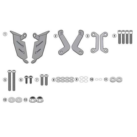 Kit de fixation support valise Givi 2140KIT Yamaha MT07 2018-2024
