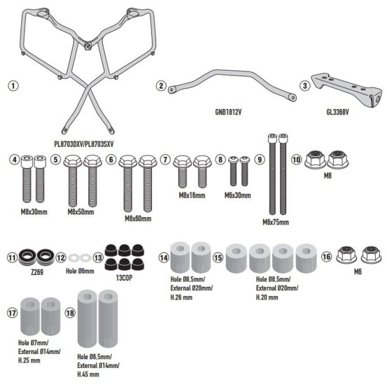 Supports valises Givi Monokey PL8712 Benelli TRK 502 2021-2026