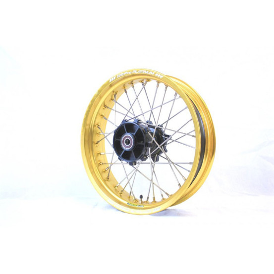 Roue arrière Trail SM PRO 18x4,25 Honda Africa Twin 1000 CRFL Moyeu Noir Cercle Or tete de rayon argent