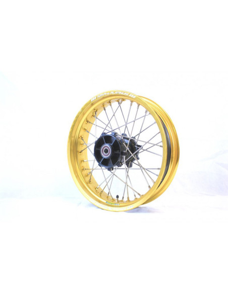 Roue arrière Trail SM PRO 18x4,25 Honda Africa Twin 1000 CRFL Moyeu Noir Cercle Or tete de rayon argent