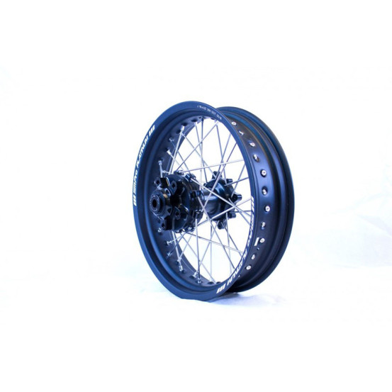 Roue arrière Trail SM PRO 18x4,25 Honda Africa Twin 1000 CRFL Moyeu Noir Cercle Noir Tetes de rayons Argent