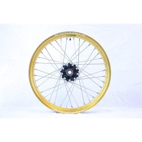 Roue avant Trail SM PRO 21x2,15 Honda Africa Twin 1000 CRFL Moyeu Noir Cercle Or tete de rayon argent
