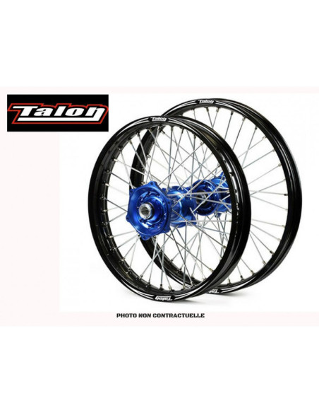 Roue arrière complète 2,15x19 Talon Evo Yamaha 125/250 YZ 2002-2021 250 YZF 2002-2006 450 YZF 2003-2008 Jante Noir/Moyeu Bleu