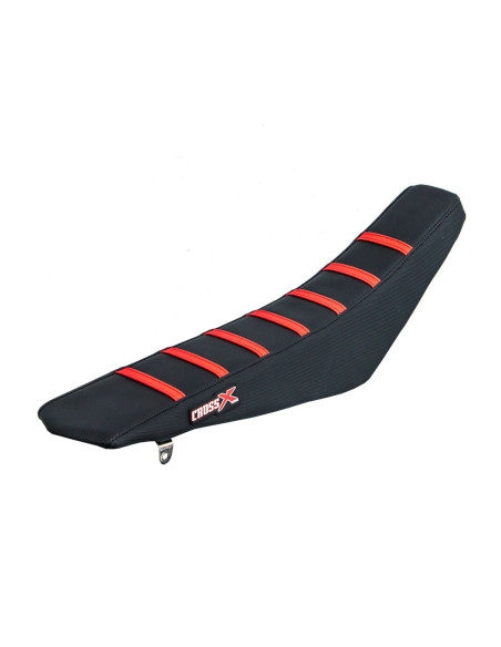 Housse de selle CrossX Racing avec bandes Honda 250 CRF 2010-2013 450 CRF 2009-2012 Noir-Noir-Rouge