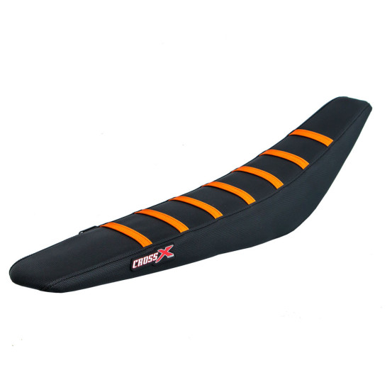 Housse de selle CrossX Racing avec bandes KTM 125/150/250 SX 2019 250/350/450 SXF 2019 Noir-Noir-Orange