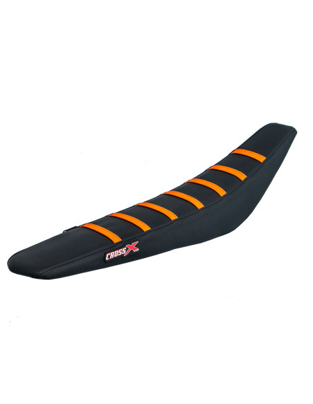 Housse de selle CrossX Racing avec bandes KTM 125/150/250 SX 2019 250/350/450 SXF 2019 Noir-Noir-Orange