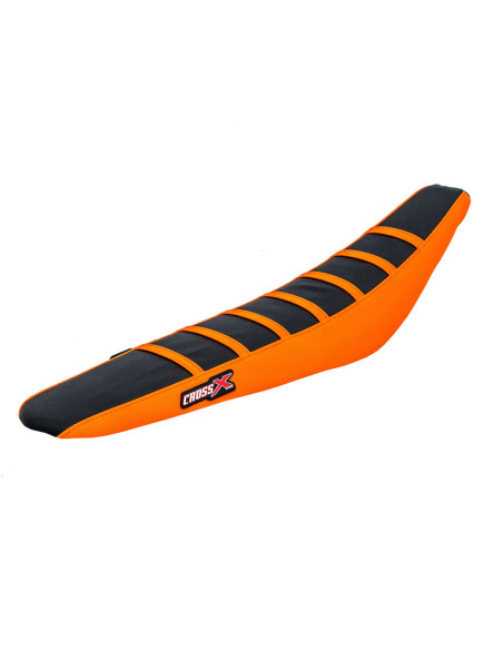 Housse de selle CrossX Racing avec bandes KTM 125/150/250 SX 2019 250/350/450 SXF 2019 Noir-Orange