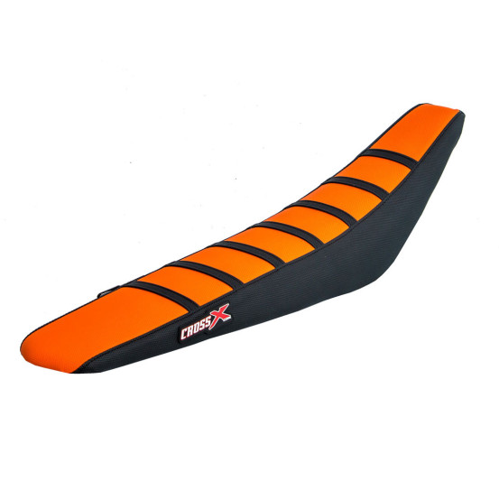Housse de selle CrossX Racing avec bandes KTM 125/150/250 SX 2019 250/350/450 SXF 2019 Orange-Noir-Noir