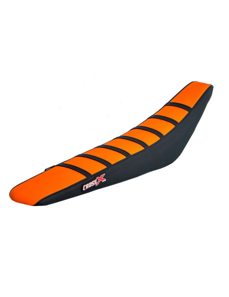 Housse de selle CrossX Racing avec bandes KTM 125/150/250 SX 2019 250/350/450 SXF 2019 Orange-Noir-Noir