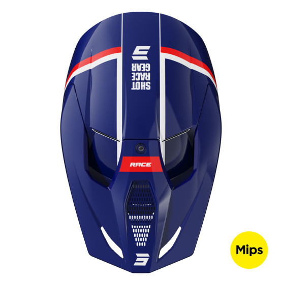 Casque cross Shot 2025 Race Mythic - Bleu Rouge Brillant