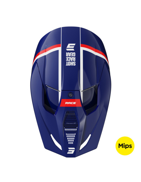 Casque cross Shot 2025 Race Mythic - Bleu Rouge Brillant
