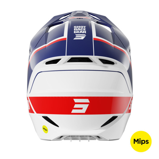 Casque cross Shot 2025 Race Mythic - Bleu Rouge Brillant
