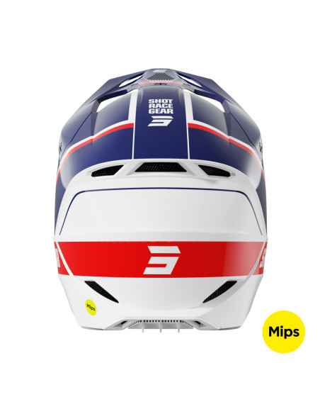 Casque cross Shot 2025 Race Mythic - Bleu Rouge Brillant