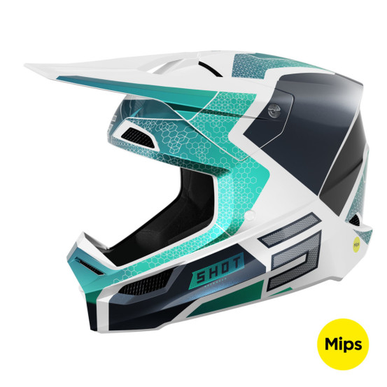 Casque cross Shot 2025 Race Phaser - Bleu Turquoise Pearl