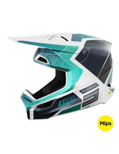 Casque cross Shot 2025 Race Phaser - Bleu Turquoise Pearl