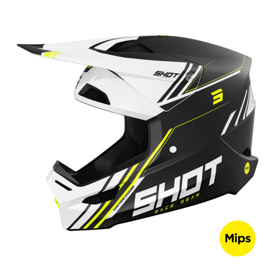 Casque cross Shot 2025 Race Sprint - Noir Jaune Fluo Mat