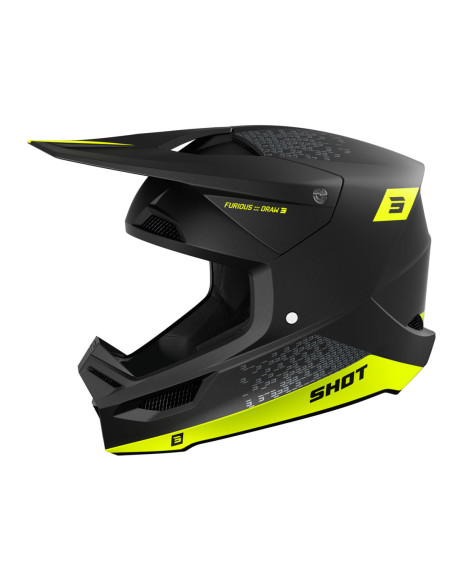 Casque cross Shot 2025 Furious Draw - Jaune Fluo Mat